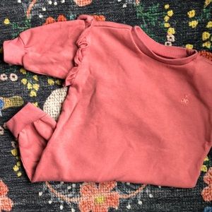 Baby Gap Pink Ruffle Sweatsuit Romper, 3-6 Months